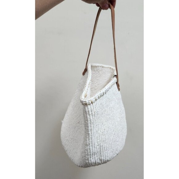 MIFUKO MEDIUM SHOPPER BEACH BASKET WOVEN WHITE  BAG - Picture 3 of 10